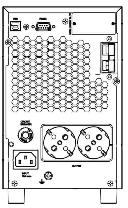 Задняя панель ИБП ELTENA Monolith E2000LT