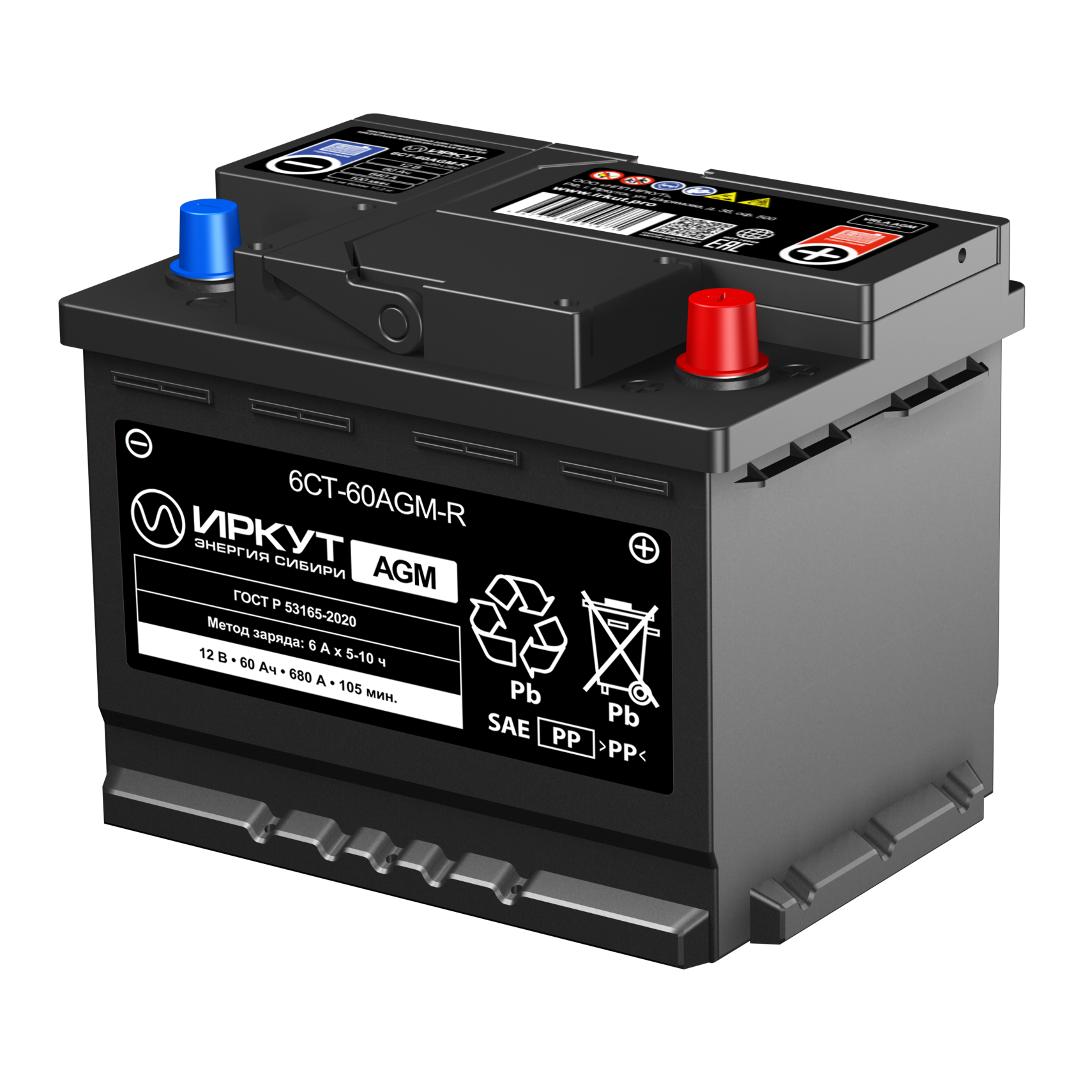 ИРКУТ 6СТ-60AGM-R (AGM-L2EU)