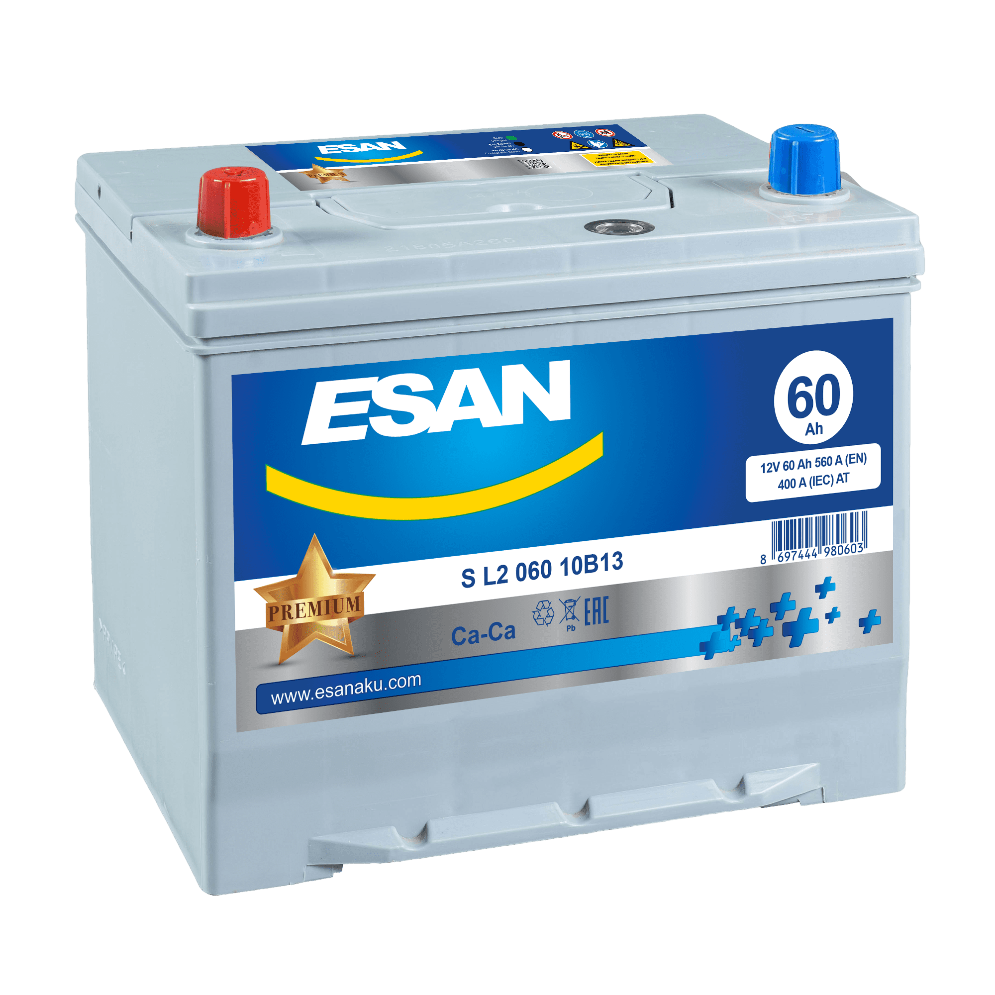 ESAN SMF S L2 060 10B13, 60 Ач, L2 DIN, 0/1